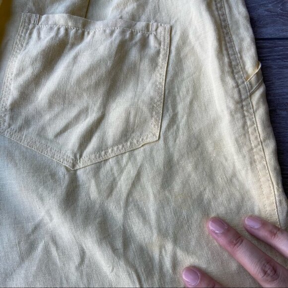 Chico’s Baby  Yellow Pure Linen Cargo Cropped Pants - Picture 14 of 14